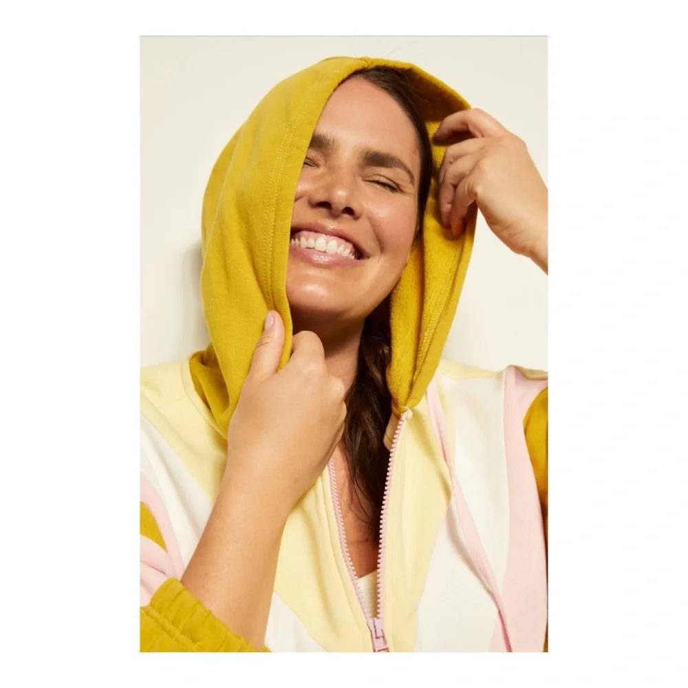 NWOT Anthropologie Daily Practice Candie Zip Up Hoodie in Chartreuse Size Medium